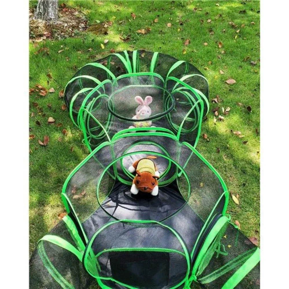 4 in 1 Small Animal Playpen with Tunnel, Top Cover Anti Escape